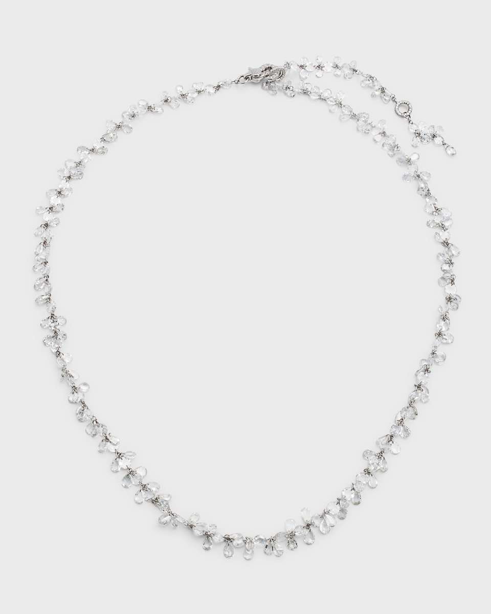 18k White Gold Diamond Cluster Necklace, 16-18"L, 20.62tcw